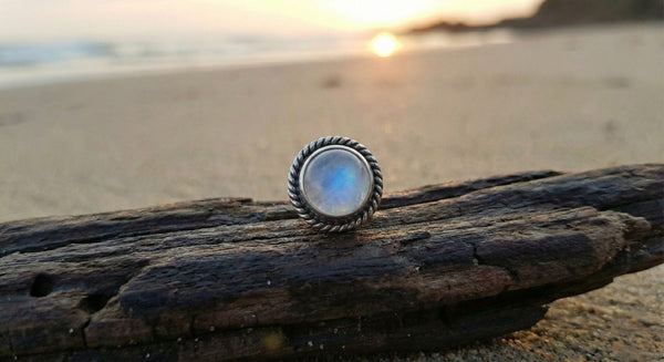 Eclipse Studs - Genuine Moonstone Jewelry